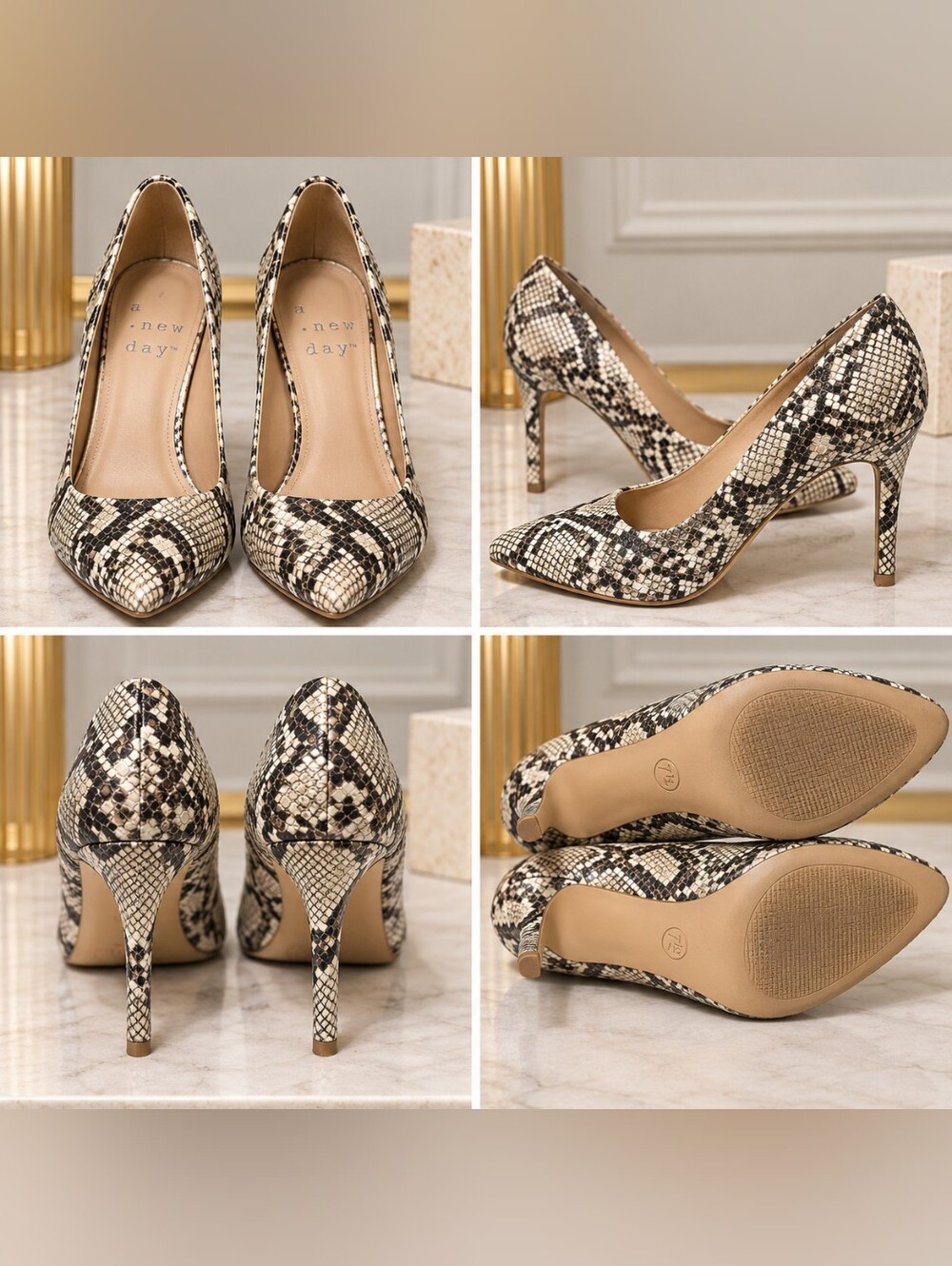 A New Day Snakeskin Print Stiletto Pumps – Size 7.5